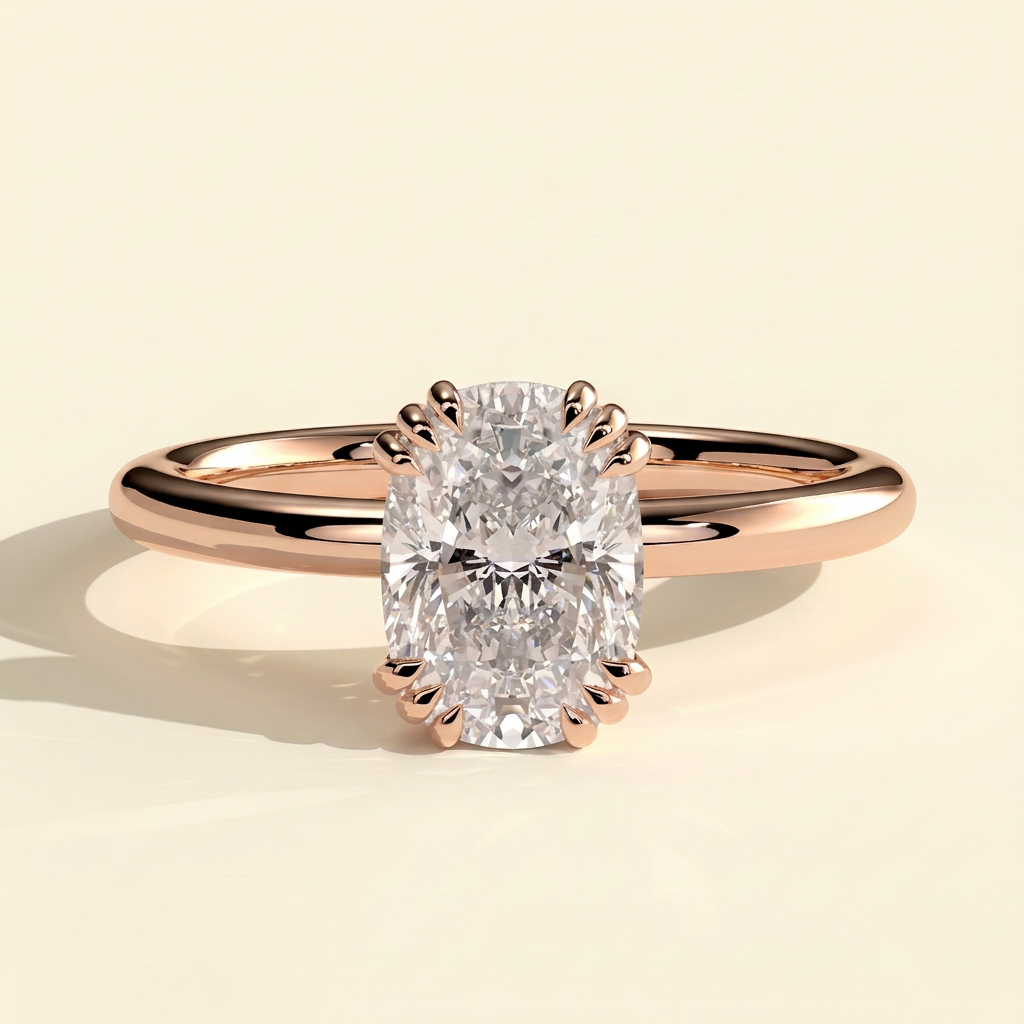 The Gaia - Elongated Cushion Cut Lab Grown Diamond Triple Split Claw Engagement Ring