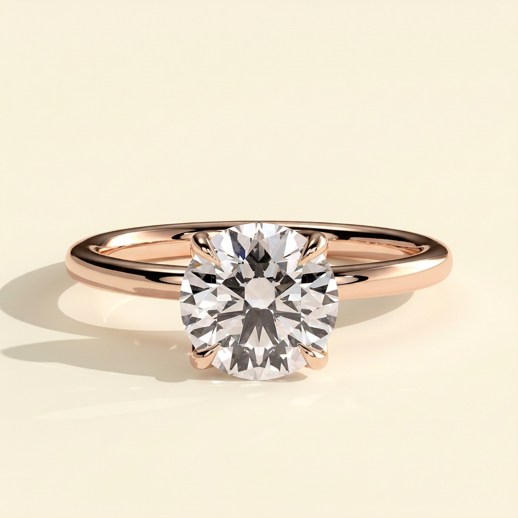 The Lunea - Round Cut Lab Grown Diamond Solitaire with Petal Gallery Engagement Ring