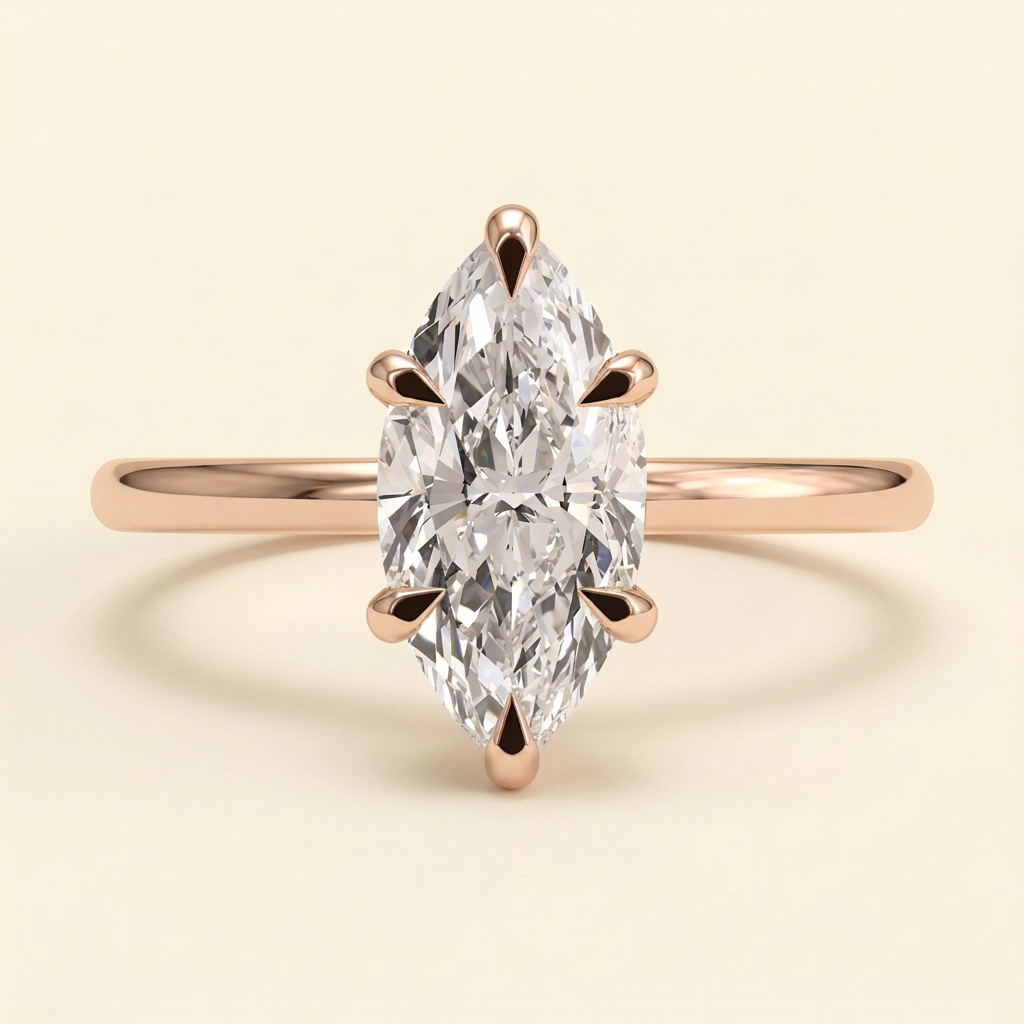 The Seline - Marquise Cut Lab Grown Diamond Six Claw Solitaire Engagement Ring