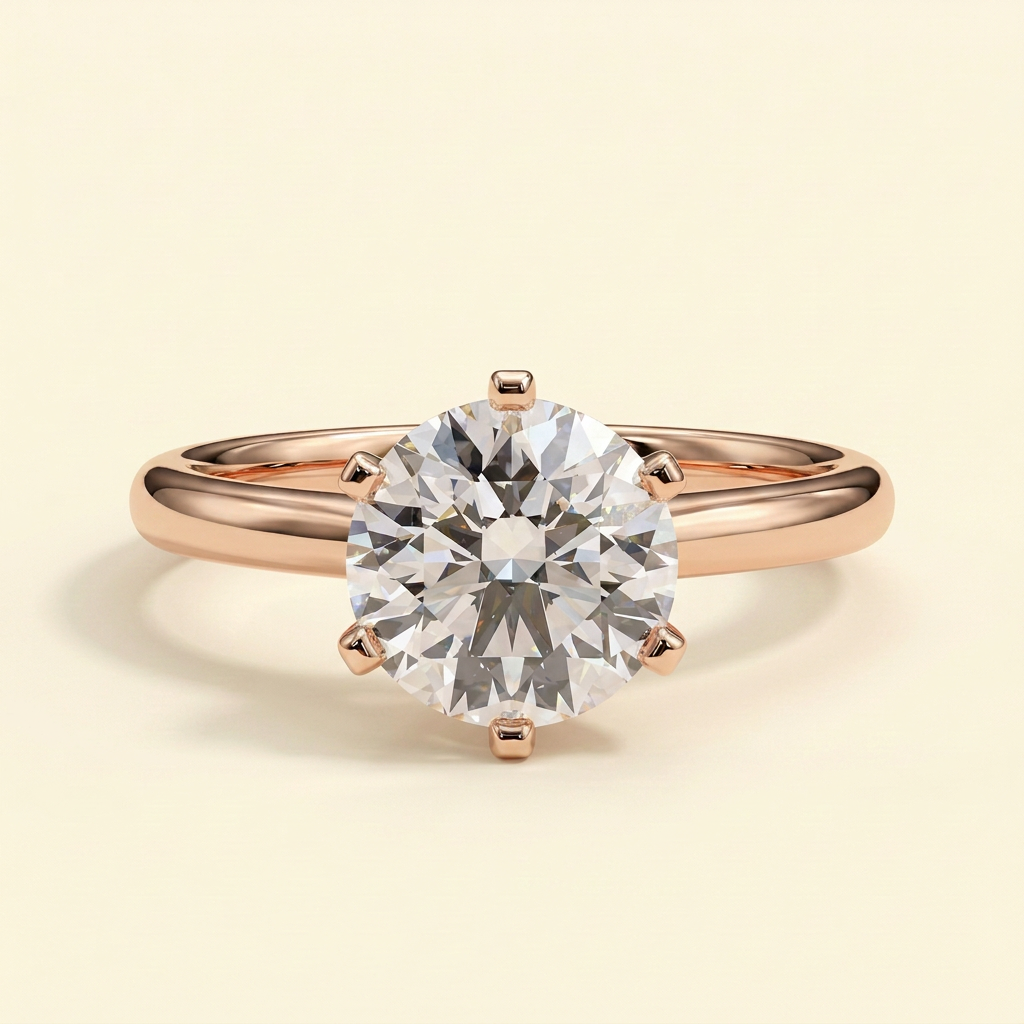 The Bellara - Round Cut Lab Grown Diamond Six Claw Cathedral Solitaire Engagement Ring