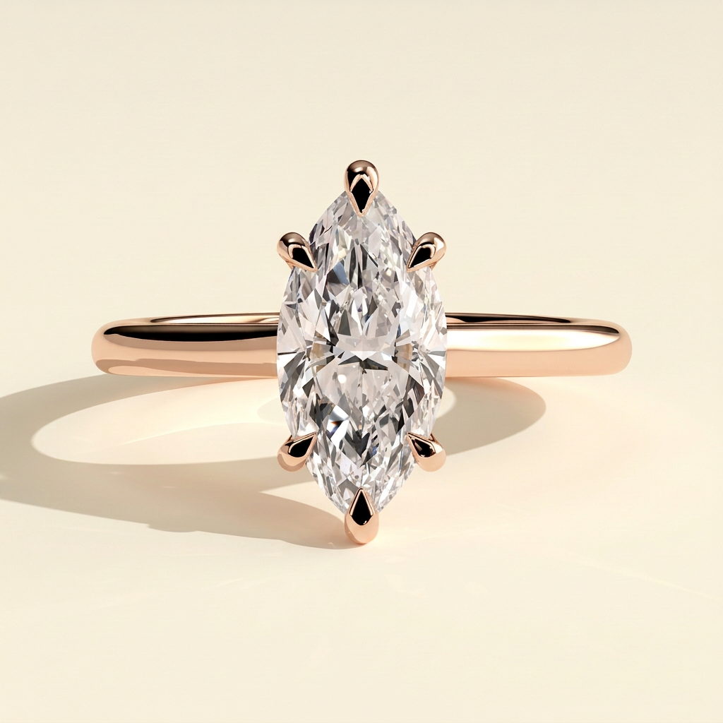 The Ilaria - Marquise Cut Lab Grown Diamond Six Claw Cathedral Solitaire Engagement Ring