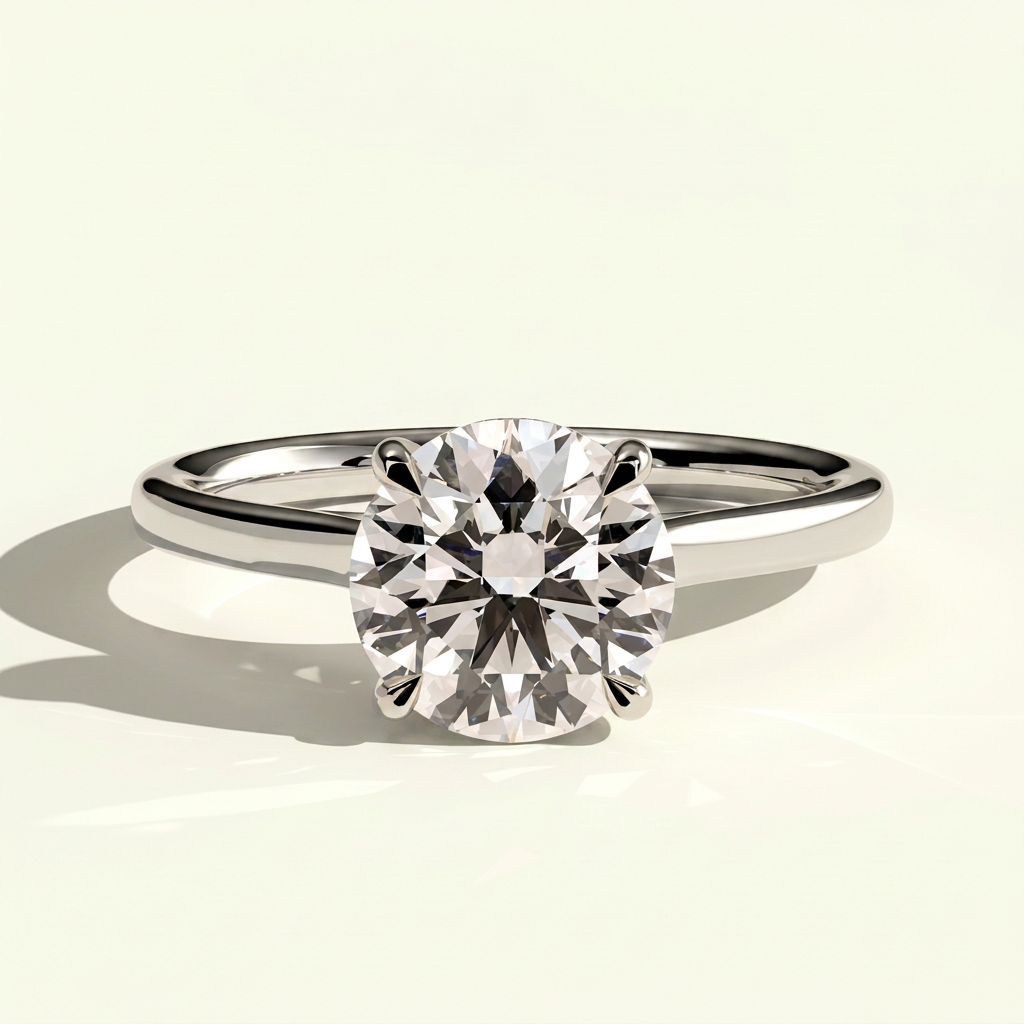 The Tiara - Round Cut Lab Grown Diamond Solitaire with Hidden Halo and Cathedral Setting Ring