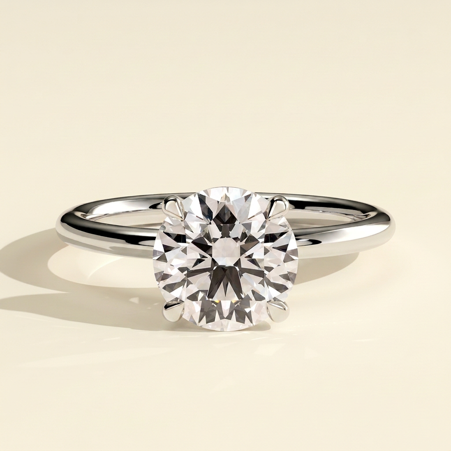 The Sela - Round Cut Lab Grown Diamond Four Claw Solitaire Engagement Ring - White Gold