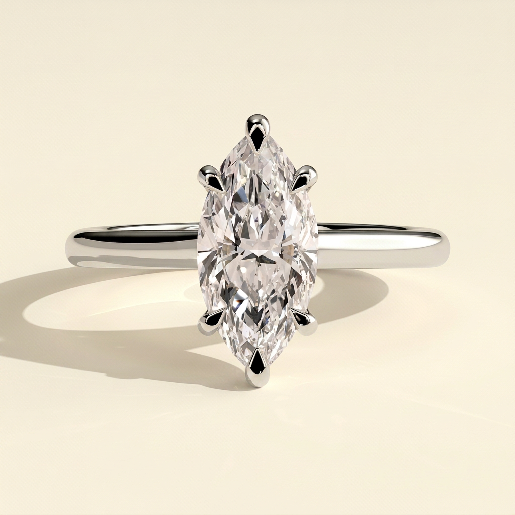 The Ilaria - Marquise Cut Lab Grown Diamond Six Claw Cathedral Solitaire Engagement Ring
