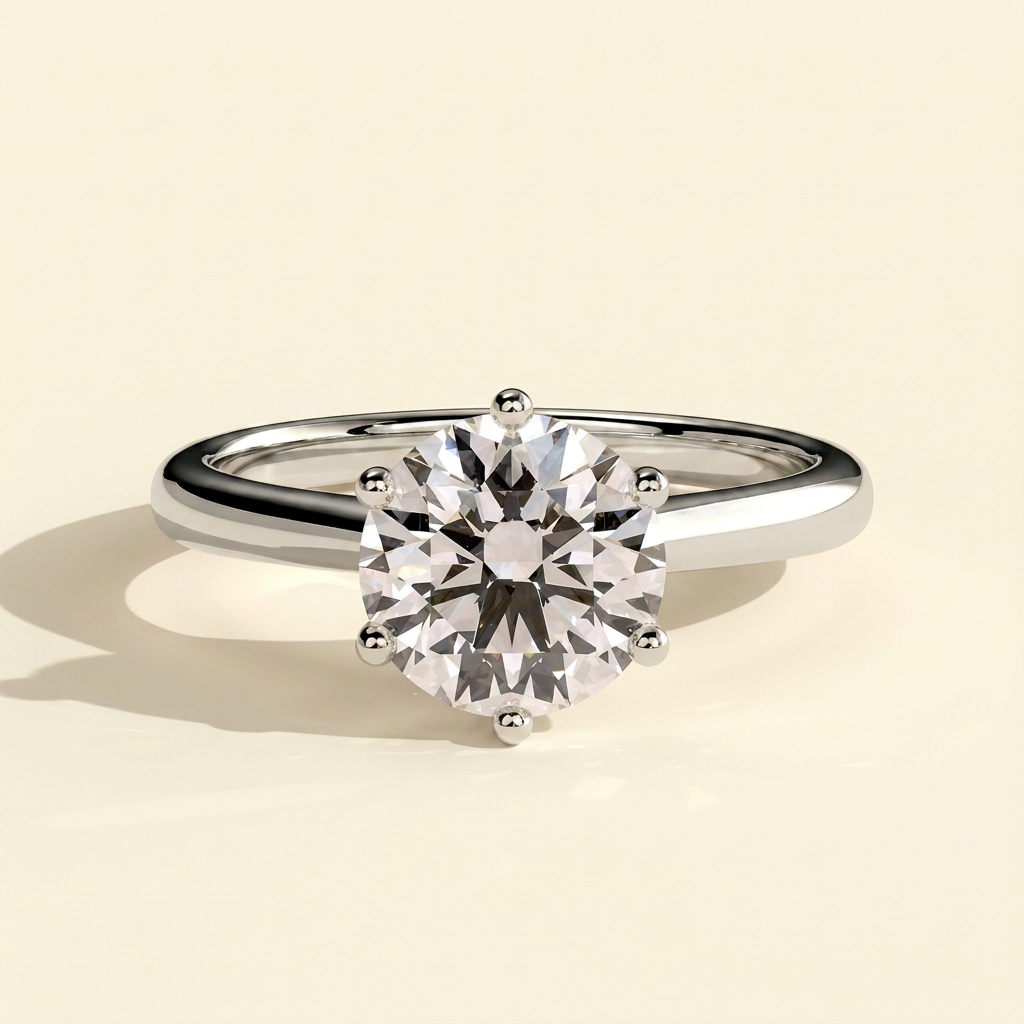 The Vienne - Round Cut Lab Grown Diamond Six Claw Low Cathedral Solitaire Engagement Ring