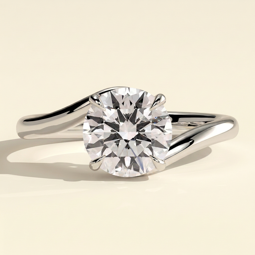 The Merope - Round Cut Lab Grown Diamond Bypass Band Solitaire Engagement Ring