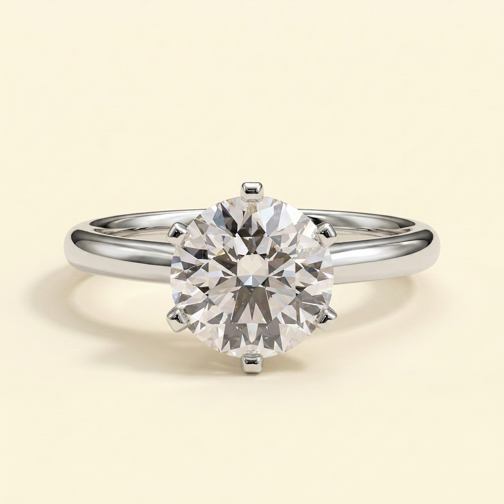 The Bellara - Round Cut Lab Grown Diamond Six Claw Cathedral Solitaire Engagement Ring