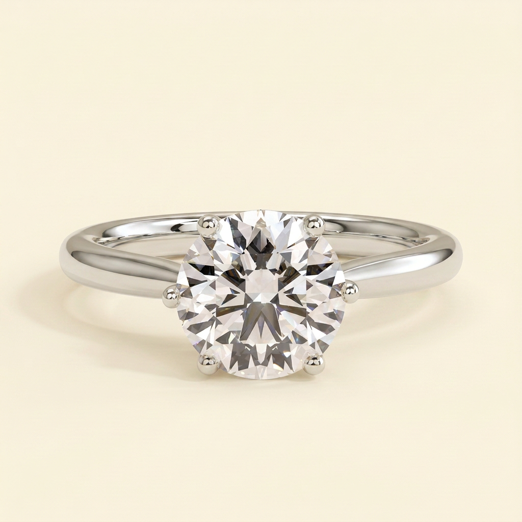 The Verina - Round Cut Lab Diamond Solitaire with Open Trellis Gallery and Cathedral Setting Ring