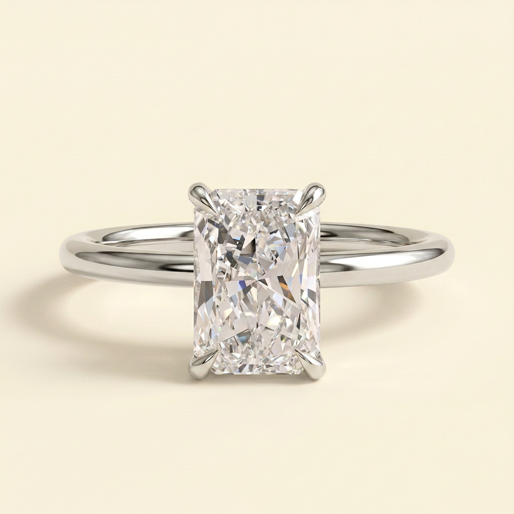 The Heliora - Radiant Cut Lab Grown Diamond Four Claw Solitaire Engagement Ring