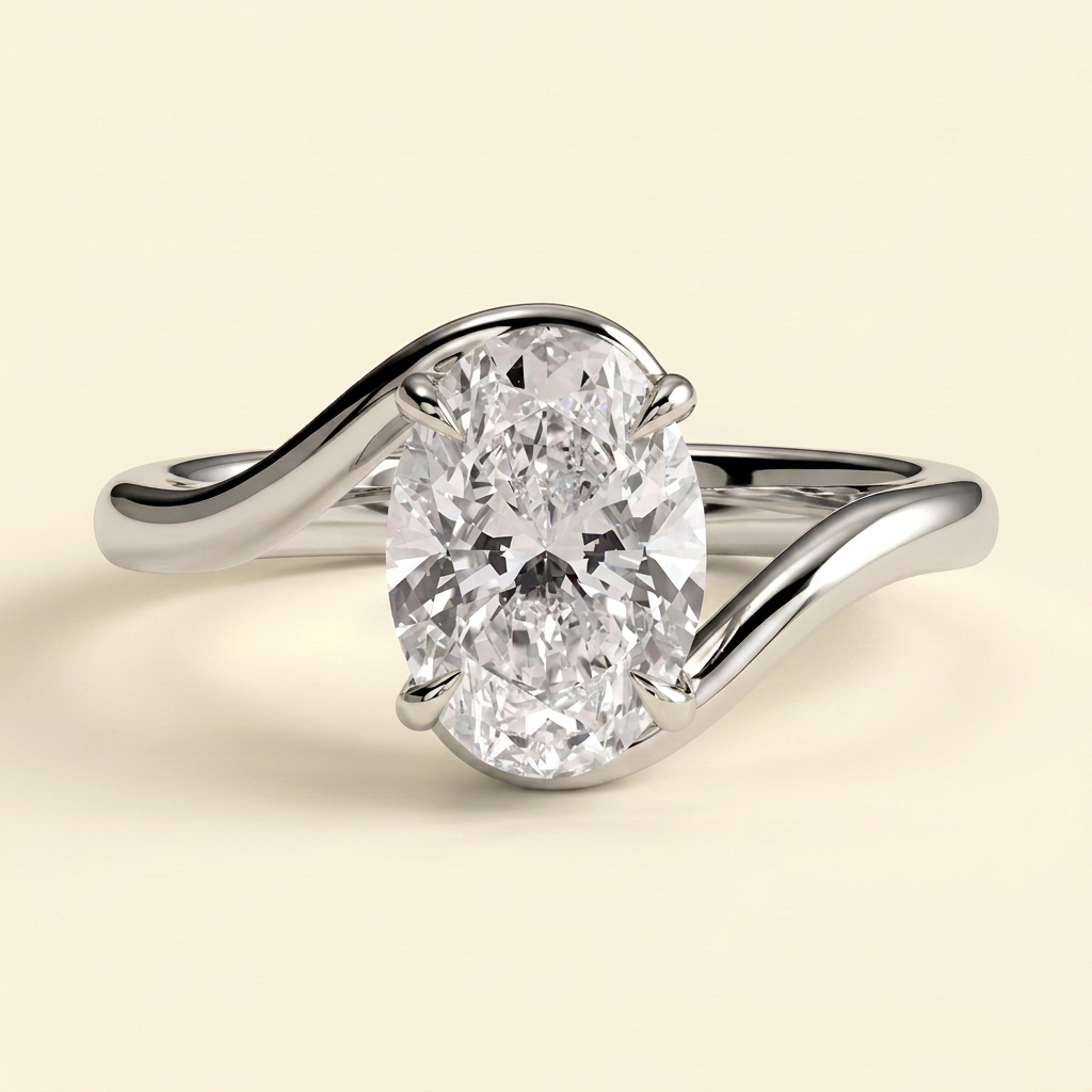 The Wren - Oval Cut Lab Grown Diamond Bypass Band Solitaire Engagement Ring