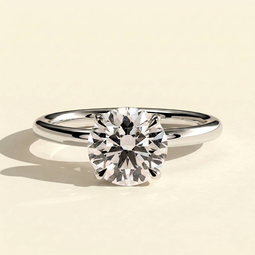 The Thalia - Round Cut Lab Grown Diamond Solitaire with Hidden Halo Anniversary Engagement Ring