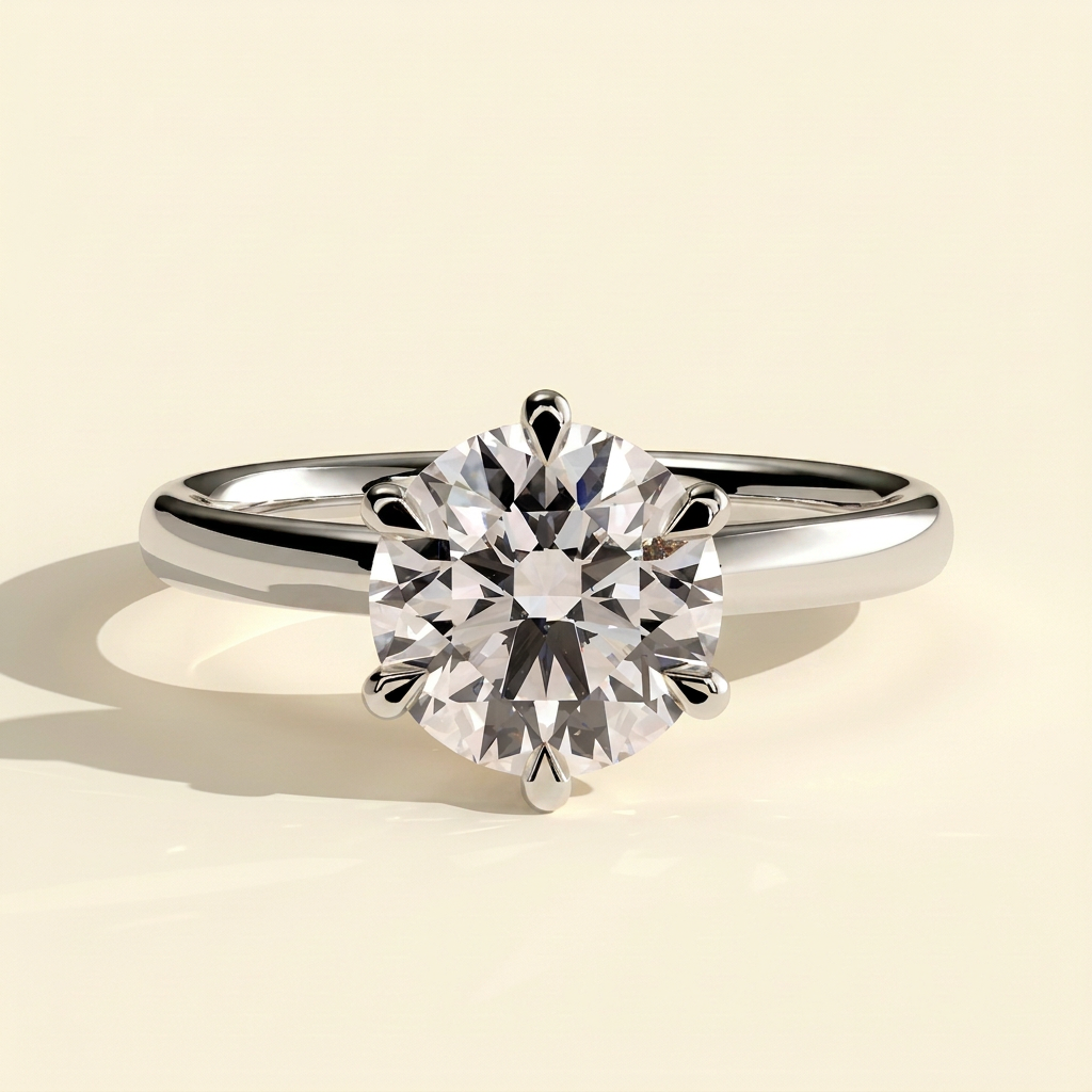 The Essa - Round Cut Lab Grown Diamond Solitaire with Solid Cathedral High Setting Ring