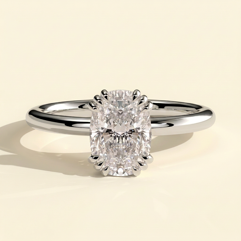 The Gaia - Elongated Cushion Cut Lab Grown Diamond Triple Split Claw Engagement Ring