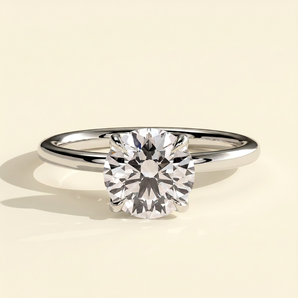 The Lunea - Round Cut Lab Grown Diamond Solitaire with Petal Gallery Engagement Ring