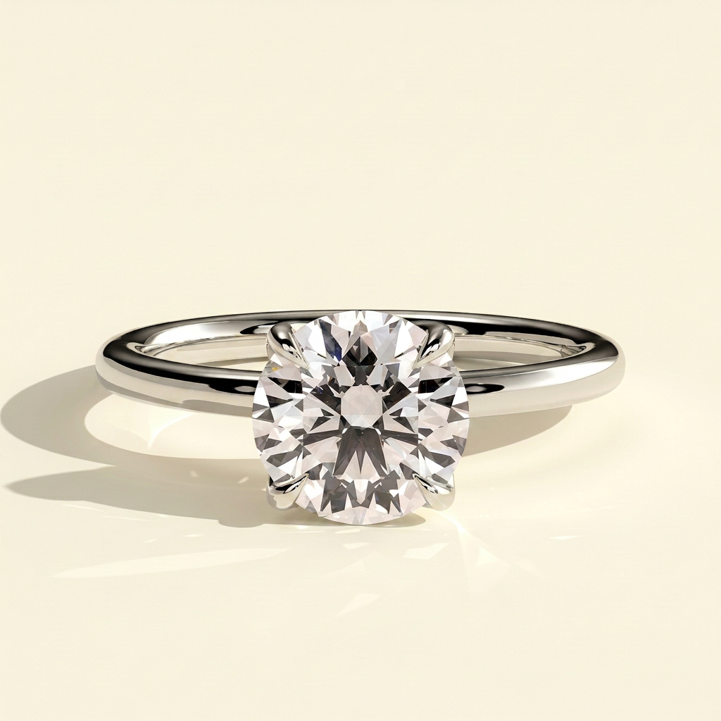 The Tessa - Round Cut Lab Grown Diamond Solitaire with Petal Gallery and Cathedral Setting Ring