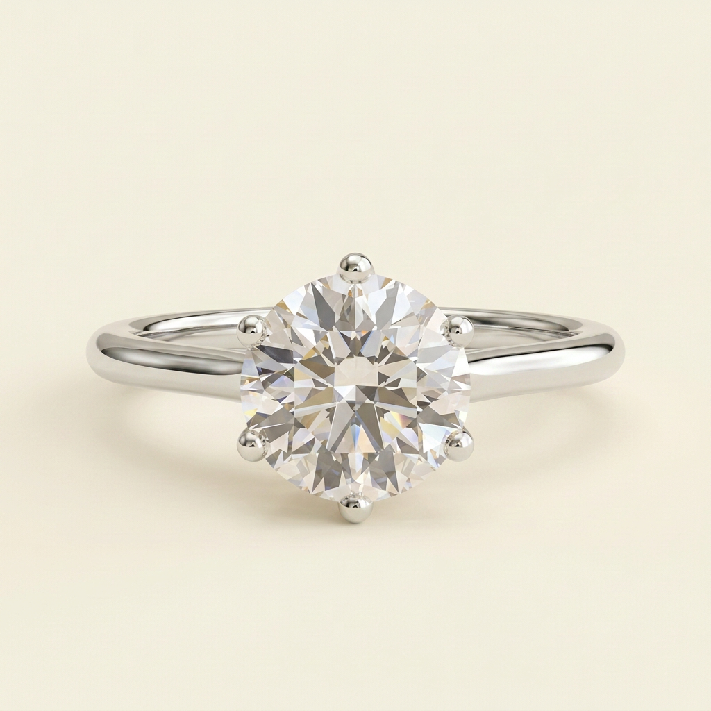 The Rosea - Round Cut Lab Grown Diamond Six Claw Solitaire with Woven Trellis Gallery and Lattice Detail Engagement Ring