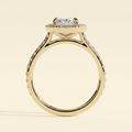 The Kavelle - Oval Cut Lab Grown Diamond Four Claw Halo Engagement Ring with Pave Band and Cathedral Setting